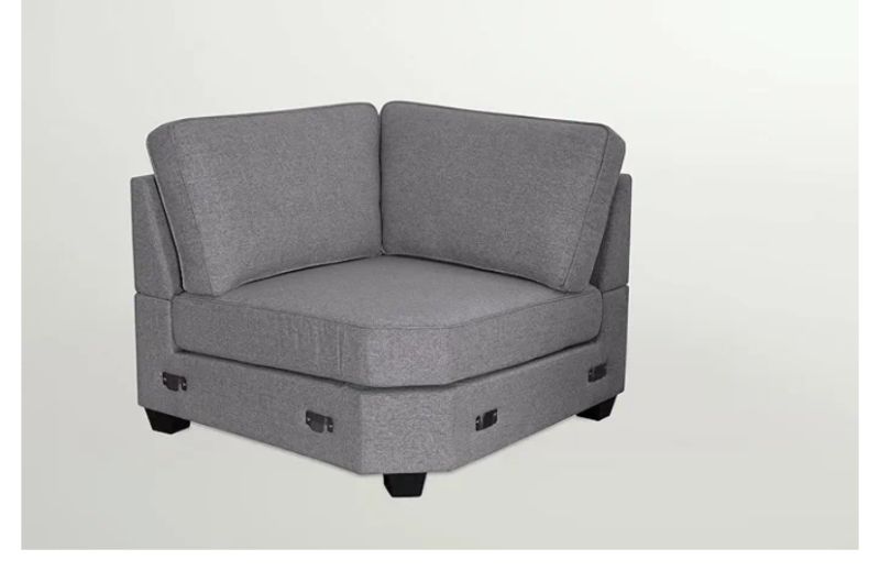 Photo 1 of ** one part set, corner couch**\
Devion Furnitu, re L-Shaped Polyester Fabric Reversible, Easy Convertible Pull-Out Sleeper Sectional Sofa/Storage Chaise with Tufted Back Cushions and Track Arms in Dark Gray