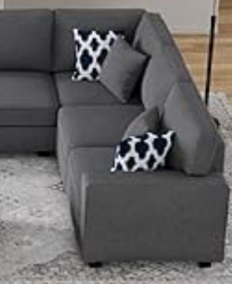 Photo 1 of ** one part set, corner couch**\
Devion Furnitu, re L-Shaped Polyester Fabric Reversible, Easy Convertible Pull-Out Sleeper Sectional Sofa/Storage Chaise with Tufted Back Cushions and Track Arms in Dark Gray