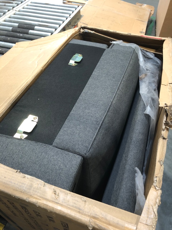Photo 1 of ** one part set, corner couch**\
Devion Furnitu, re L-Shaped Polyester Fabric Reversible, Easy Convertible Pull-Out Sleeper Sectional Sofa/Storage Chaise with Tufted Back Cushions and Track Arms in Dark Gray