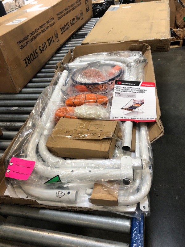 Photo 1 of ** NEW, DAMAGED BOX. MAY HAVE MISSING PARTS**
Hall of Games EZ Fold Indoor Basketball Game for 2 Players with LED Scoring and Arcade Sounds (6-Piece Set), Black