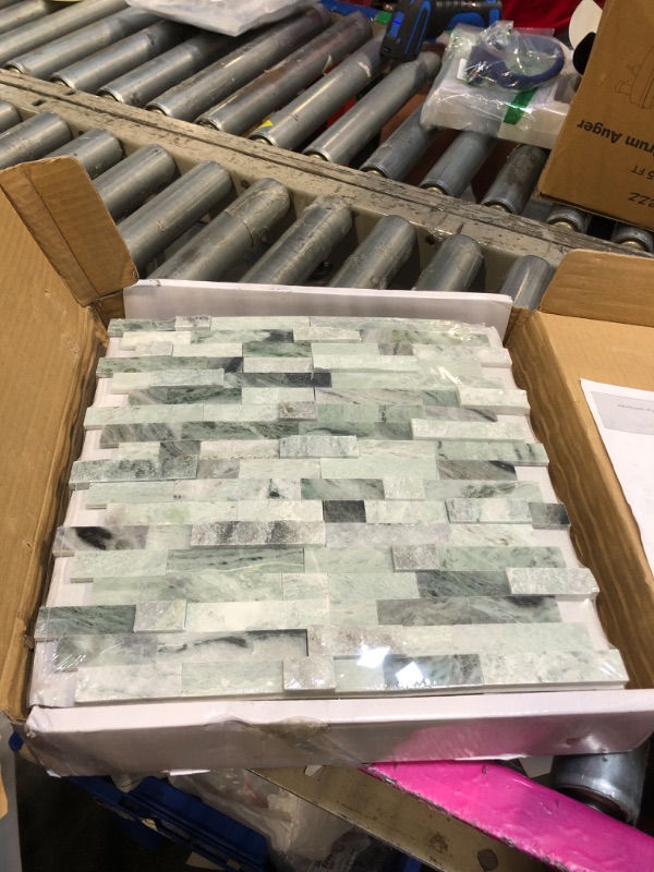 Photo 1 of ** SEALED**
SUNWINGS Peel and Stick Mosaic Natural 3D Stone Self Adhesive Tiles, 12" x 11" 5-Sheet Stick on Backsplash for Kitchen Bathroom Fireplace Vanity, Green