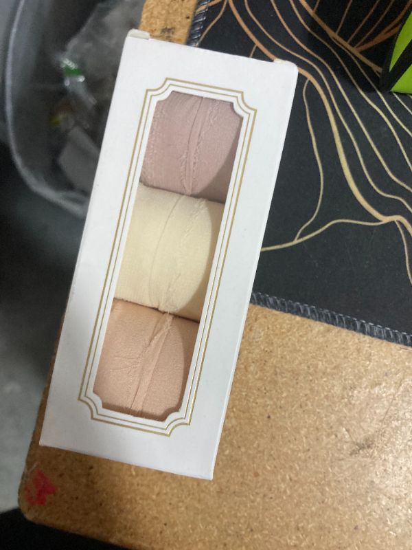 Photo 1 of 3 Rolls Chiffon Silk Ribbon-1.5 inches* 21 Yards Chiffon Ribbon Rolls, Flower Wrapping Chiffon Ribbon Set for Wedding Bouquets,Christmas Gift, DIY Crafts,Ribbon Hair Ties (Nude White)