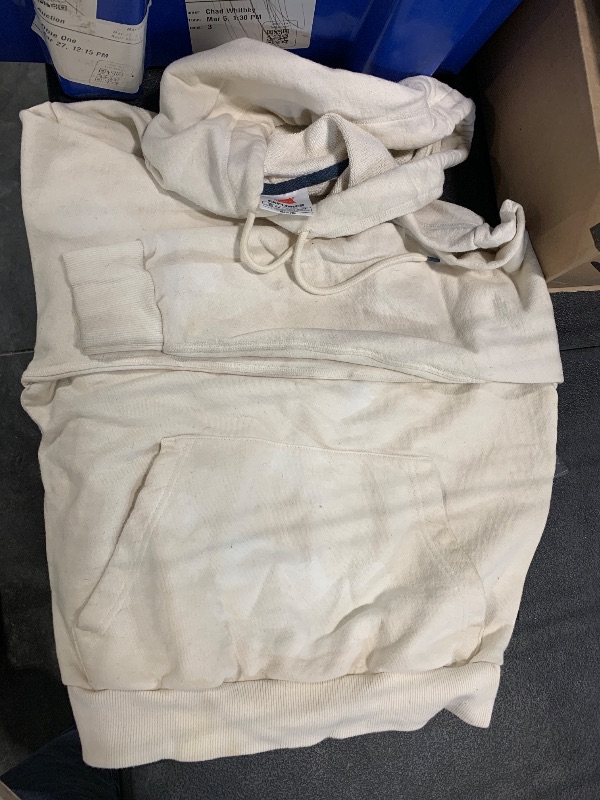Photo 1 of *a little dirty* LINMYZAI Offwhite Men's Fleece Hoodie Pullover Long Sleeve Hooded Sweatshirt Drawstring Kangaroo Pocket Athletic Hoodies XS
