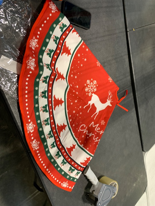 Photo 1 of *similar* ZAEW Stripe Christmas Tree Skirt for Christmas Tree Holiday Home Indoor Party Decorations 36x36 Inch