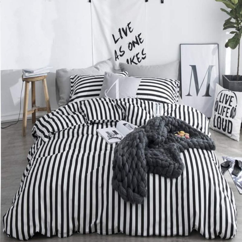 Photo 1 of ***Similar but in black***
Nanko Striped Comforter Set 3 Pcs, Soft Down Alternative Duvet Insert Bed Set, Modern Farmhouse Bedding Set in a Bag for Women Men Teen 90x90 Bedroom Decor, Quilt