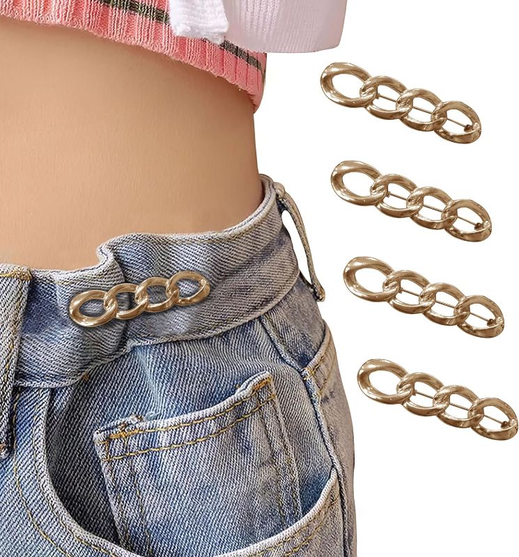 Photo 1 of 4 Sets Adjustable Jeans Button, No Need to Sew Detachable Button Pins, Perfect Fit Detachable Instant Button. (Golden Circle)
