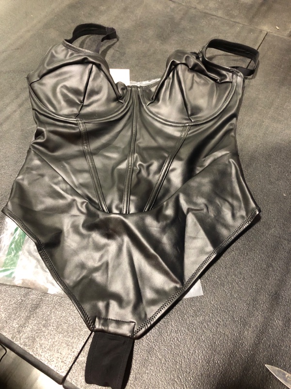 Photo 1 of 
Popilush Leather Corset Bodysuit for Women Tummy Control V Neck Thong Shapewear Sleeveless Body Suit Trendy Tops SIze XL
