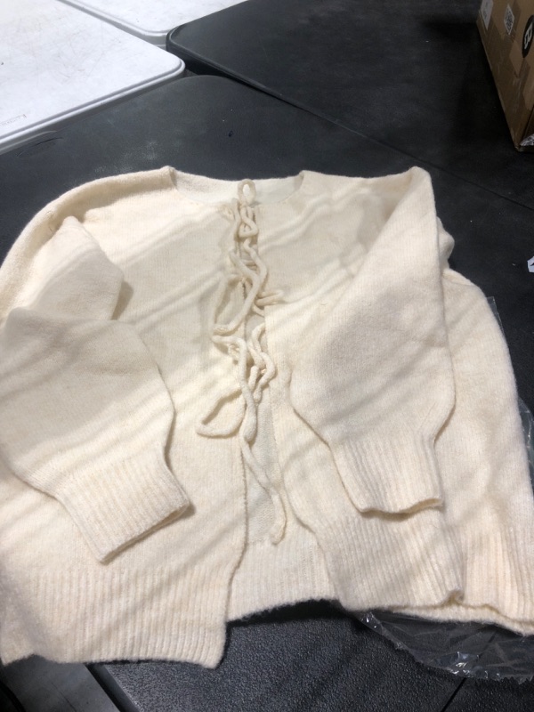 Photo 1 of Anna-Kaci Women's Tie Front Knit Cardigan with Long Sleeves and Open Front Design size M