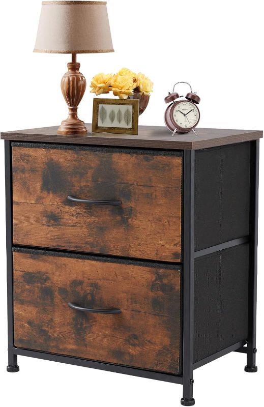 Photo 1 of 
Sweetcrispy Nightstand Small Dresser with 2 Fabric Drawers Side Bedroom End Table Kids Bedside Storage Furniture for 20" Tall Night Stand for Closet, Entryway, College Dorm, Black