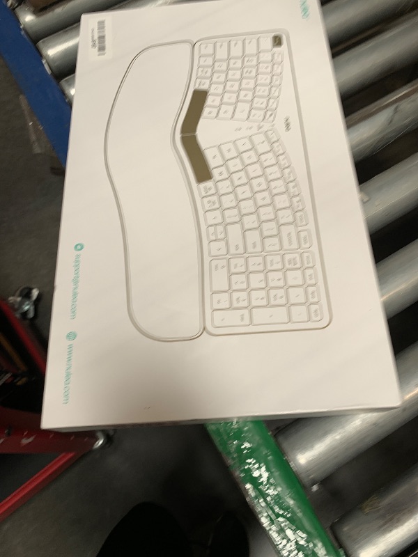 Photo 1 of Nulea RT05B Wireless Ergonomic Keyboard, Split Keyboard with Cushioned Wrist Rest, Bluetooth and USB Connectivity, USB-C Rechargeable Pink Grey