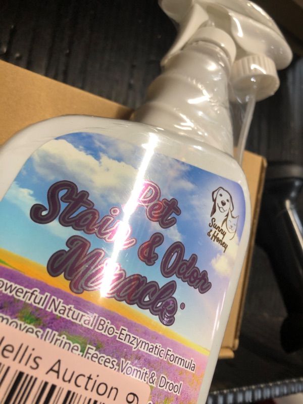 Photo 1 of *** FACTORY SEALED***Sunny & Honey Pet Stain & Odor Miracle - Enzyme Cleaner for Dog Urine & Cat Pee - Pet Odor & Stain Remover Spray for Carpet, Mattress, Furniture - Carpet Cleaner (32 Fl Oz, Light Lavender Scent)