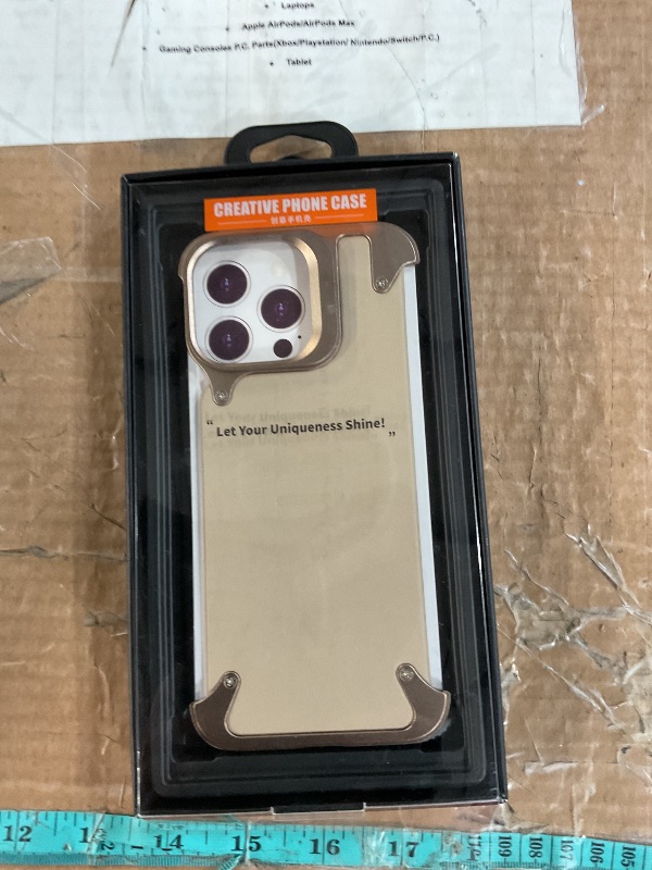 Photo 1 of **MISSING WALLET PORTION**
OGRANEE Metal Leather Frameless Case for iPhone 16 Pro Max with Card Holder Magnetic Kickstand, Minimalist Slim Bumper Shockproof Ultra Thin for 16pro Max Wallet Case with Hidden Card Slot, Desert