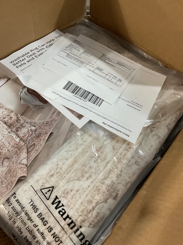 Photo 1 of Soalmost Area Rugs 5x7 for Living Room, Floral Washable Rugs for Dining Room, Bedroom, Kitchen, Vintage Non-Slip Thin Area Rug Beige Ivory