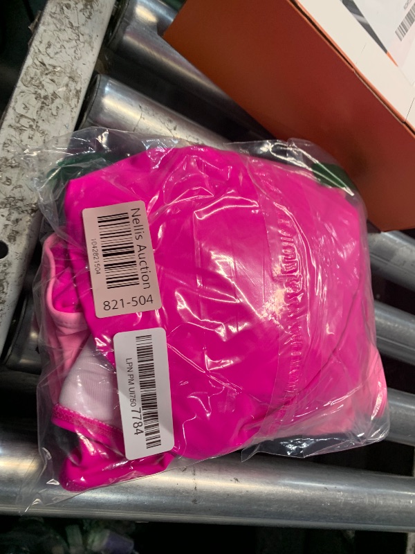 Photo 1 of (2XL) (BAGGED) (USED/FAIR) Eomenie Women's One Piece Swimsuits Tummy Control Cutout High Waisted Bathing Suit Wrap Tie Back 1 Piece Swimsuit Pink Color Block