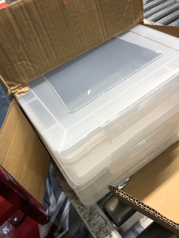 Photo 1 of Lifewit 4 Pack Plastic Multi-Purpose Storage Box with Latching Lids, Clear A4, 8.5" x 11" Letter Size Paper Storage, Storage Containers for Board Game, Craft, Document, Magazine, Art Supplies