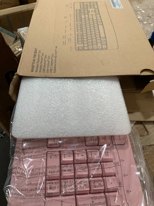 Photo 1 of MEETION Wireless Keyboard and Mouse, Full-Sized Cordless Keyboard with Wrist Rest and 3 DPI Adjustable Mouse, 2.4G Wireless, Compatible with PC/Computer/Laptop/Windows/Mac, Pink