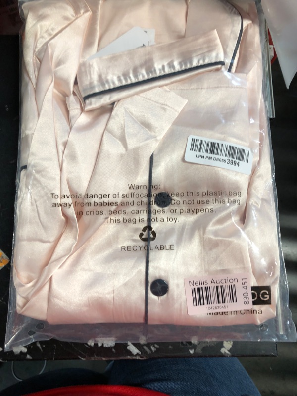 Photo 1 of (SMALL) (BAGGED) (USED/FAIR) SWOMOG Womens Silk Satin Pajamas Long Sleeve Loungewear Two-Piece Sleepwear Button-Down Pj Set Champagne, Small