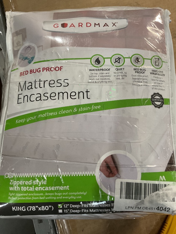 Photo 1 of (See all images) Guardmax Jersey Knitted King Zippered Mattress Encasement - Waterproof & Bed Bug Proof Mattress Protector - Comfortable