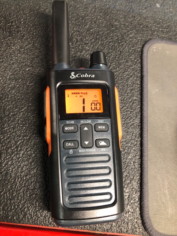 Photo 1 of (SINGLE) Cobra RX680 Waterproof Walkie Talkies - Rechargeable, 60 Preset Channels, Long Range 38-Mile Two-Way Radio Set (2-Pack),Black and Orange