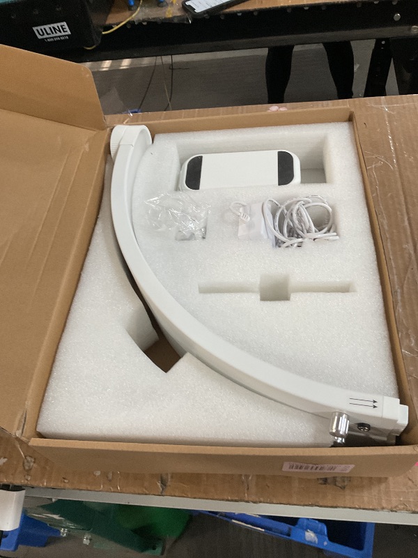 Photo 1 of (POWER TESTED) (PARTIAL SET) Lavinda Foldable Half Moon Light for Nail Desk - 3000-6000K Adjustable Nail Arch Lamp with Phone Stand, 29in Portable Nail Table Light for DIY, Eyelash, Tattoo & Facial Care (White)