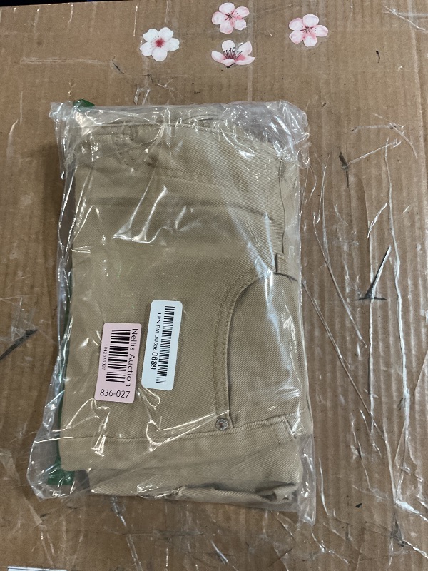 Photo 1 of (used/fair) (bagged) Allimy Womens High Waisted Jeans Trendy Stretch Ripped Wide Leg Distressed Straight Ankle Capris Denim Pants Khaki Size 12