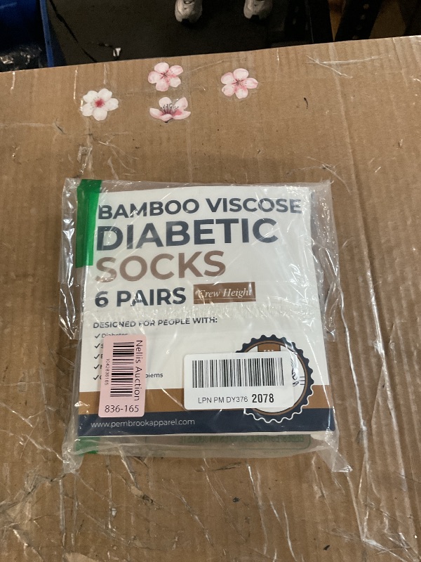 Photo 1 of (PARTIAL SET) (BAGGED) Pembrook Ribbed Knit Black Bamboo Viscose Diabetic Socks for Women - 6 Pairs | Crew Moisture Wicking Neuropathy Socks for Women | Wide Calf and Ankle Womens Diabetic Socks Size 9-11