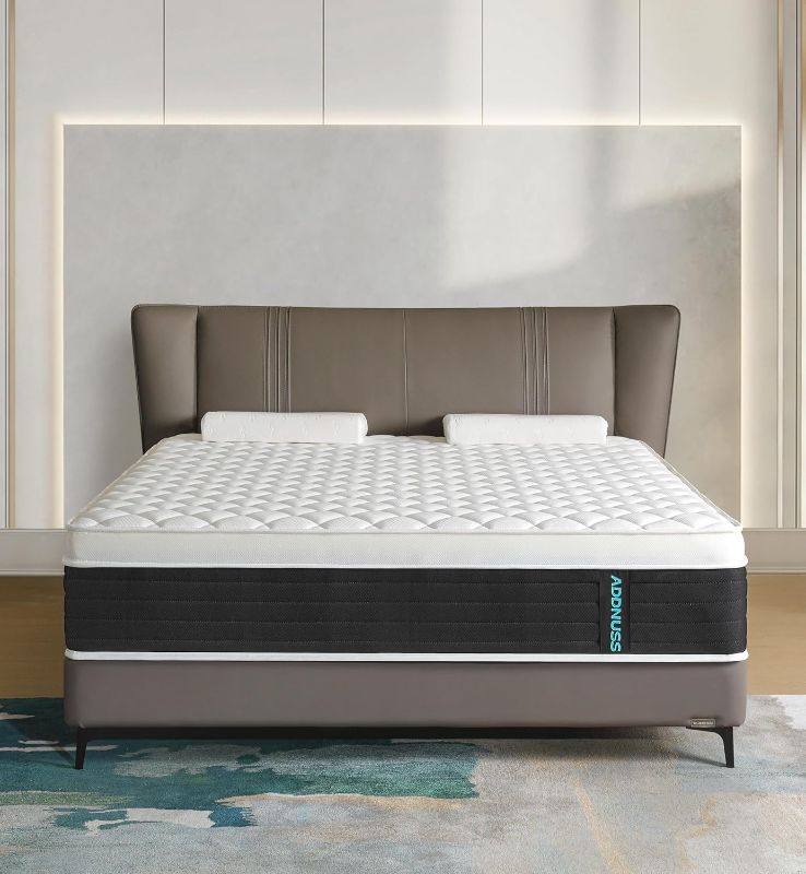 Photo 1 of  Full Mattresses,12 Inch Memory Foam Hybrid Mattress in a Box with Individual Pocket Spring,Pressure Relief & Motion Isolation Queen Size Black Mattress,CertiPUR-US.
