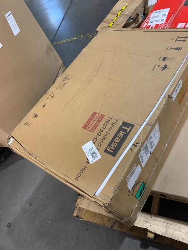 Photo 1 of Tieasy Island Range Hood 30 Inch 700 CFM Ceiling Mount Kitchen Vent Hood Tempered Glass with Color Gesture Sensing & Touch Control, 3 Speed Fan, 4 LED Lights, Permanent Filters