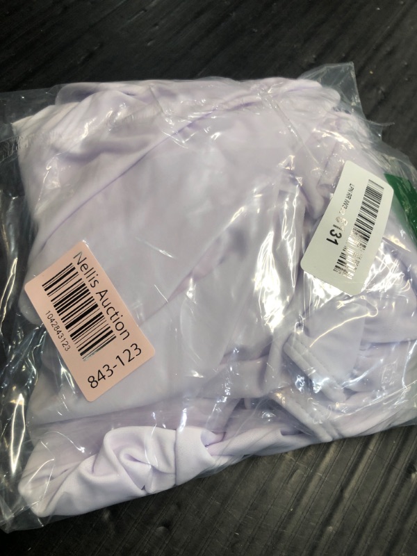 Photo 1 of (MEDIUM) (BAGGED) (USED/FAIR) Daci Women White Ruffle Tummy Control One Piece Swimsuits Ruched V Neck Tie Bow Bathing Suits Medium