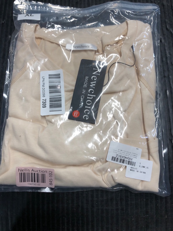 Photo 1 of (XL) (BAGGED) Newchoice Tunic Tshirt for Women Summer Outfits Baggy Short Sleeve Side Split Loose Tunics (XL,Cream)