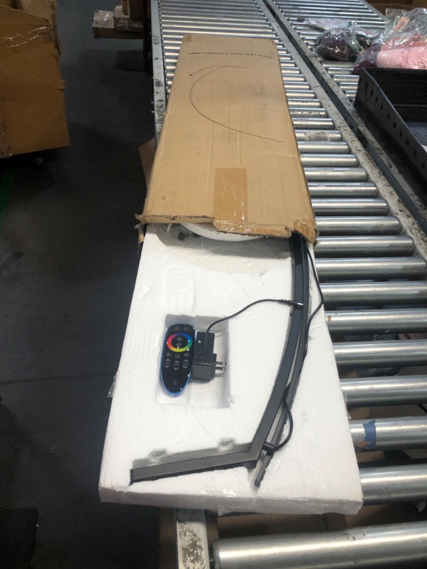 Photo 1 of ***(USED/ UNABLE TO TEST ITEM/ UNKNOWN IF MISSING PARTS)***RGB Floor Lamp with 3 Color Temperatures, Ultra Bright 1800LM Smart Arc LED Floor Lamp with Remote Control, Music Sync, Scene Modes, Modern Standing Tall Lamp for Bedroom Living Room Gaming Rooms