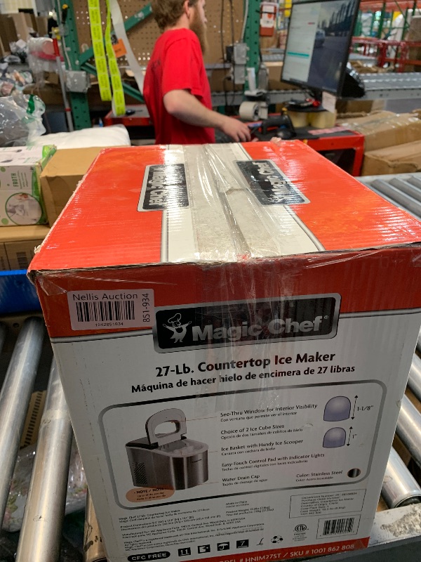 Photo 1 of ***PARTS ONLY ***Magic Chef Portable Countertop Ice Maker, Small Ice Maker for Kitchen or Home Bar, Tabletop Ice Maker for Parties, 27-Pound Capacity, Stainless Steel