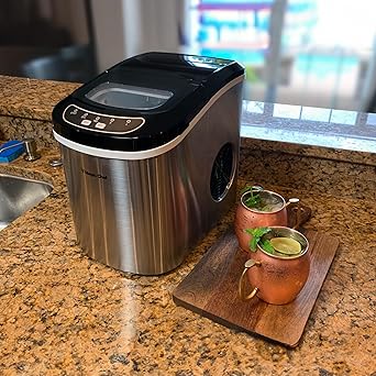 Photo 1 of ***PARTS ONLY ***Magic Chef Portable Countertop Ice Maker, Small Ice Maker for Kitchen or Home Bar, Tabletop Ice Maker for Parties, 27-Pound Capacity, Stainless Steel