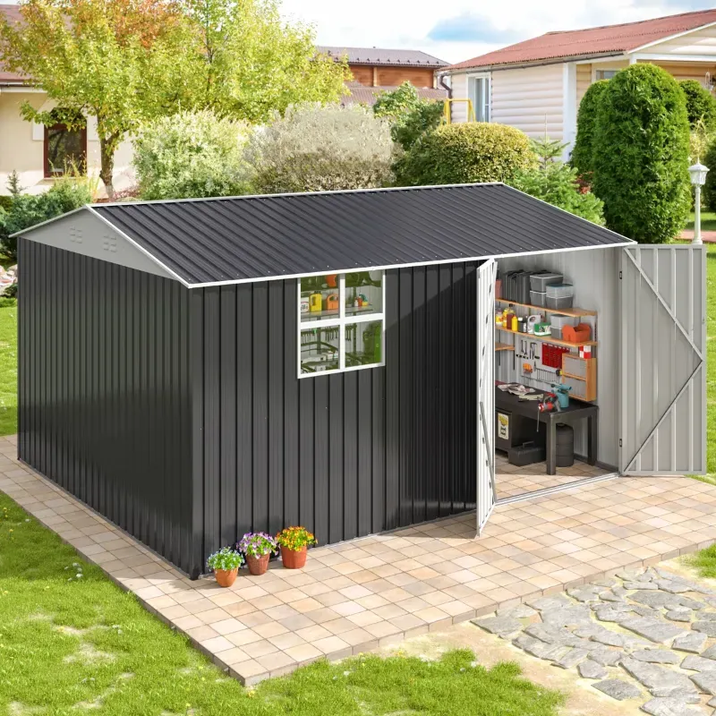 Photo 1 of  ***** STOCK PHOTO FOR REFERENCE ONLY**** 12 ft. W x 10 ft. D Metal Outdoor Storage Shed with Lockable Door , Windows and Vents(120 sq. ft.)