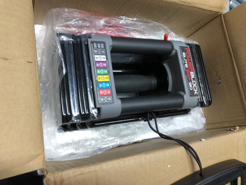 Photo 1 of (Used)(damaged) PowerBlock Elite EXP Adjustable Dumbbell, Stage 1, 5-50 lb. Dumbbell, Durable Steel Build, Innovative Workout Equipment, All-in-One