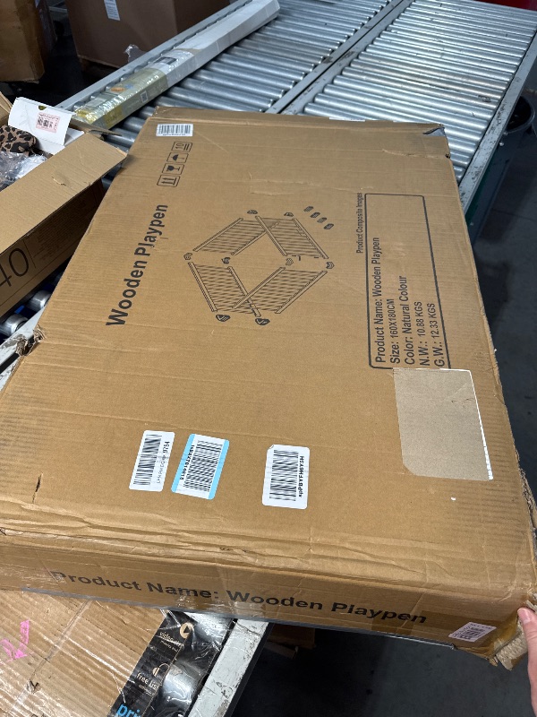 Photo 1 of (PARTIAL SET) Conababy Baby Playpen Play Fence Gate Play Pen Wood Large,Playpens for Babies and Toddlers Kids Indoor,Baby Play Yards Gym Area,Baby Day Care Play Pin?160x180CM?…