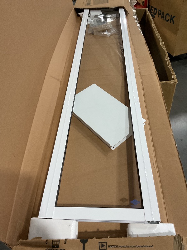 Photo 1 of (See all images)PetSafe Doggy Door for Sliding Glass Doors, Adjustable Height 91 7/16" to 96", No-Cut DIY Install, Aluminum Panel, Ideal for Renters, for Medium Dogs Up to 40 lb, (White, Medium)