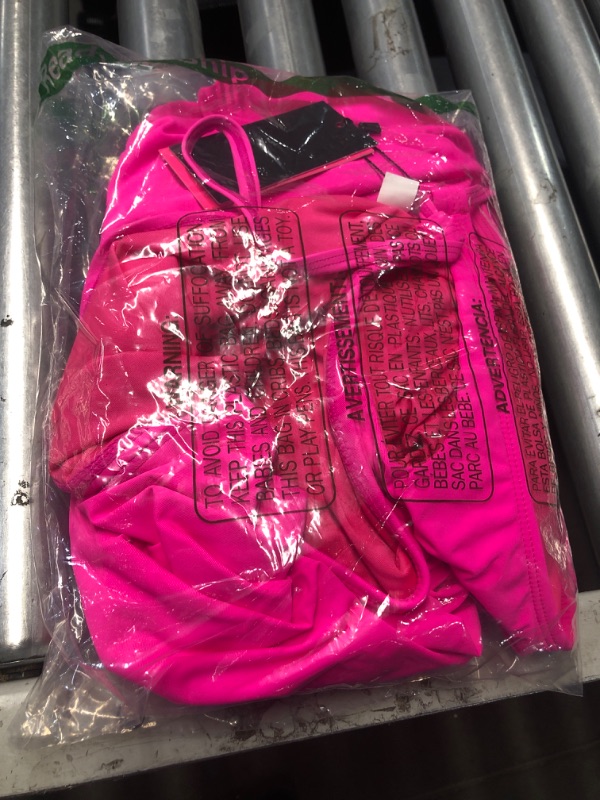 Photo 1 of (LARGE) (BAGGED) (USED/FAIR) One Piece Swim Dress - Women One Shoulder Tummy Control Swimsuit with Skirt 2025 Skirted Bathing Suit Swimdress Neon Pink L