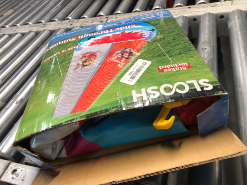 Photo 1 of SLOOSH Water Slides with 2 Inflatable Boards,22.5ft Double Lane Lawn Water Splash Slip and Slide with Advanced Sprinklers Summer Toy for Kids Adults Fun Backyard Summer Outdoor, Shark