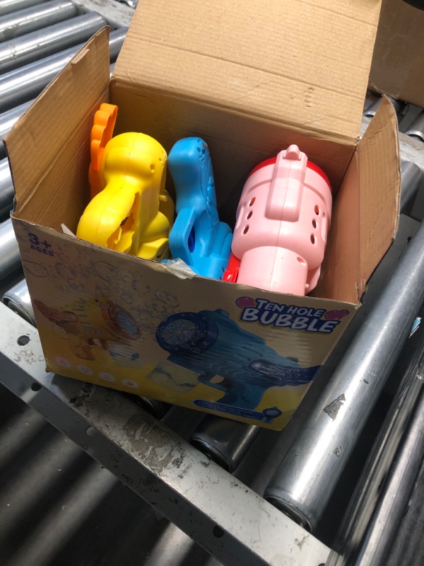 Photo 1 of Roberly 3 Packs Bubble Guns for Kids, 10 Holes Bubble Machine Guns Blaster with 3 Solutions for Kids Birthday Gift Party Favors Summer Outdoor for Boys & Girls