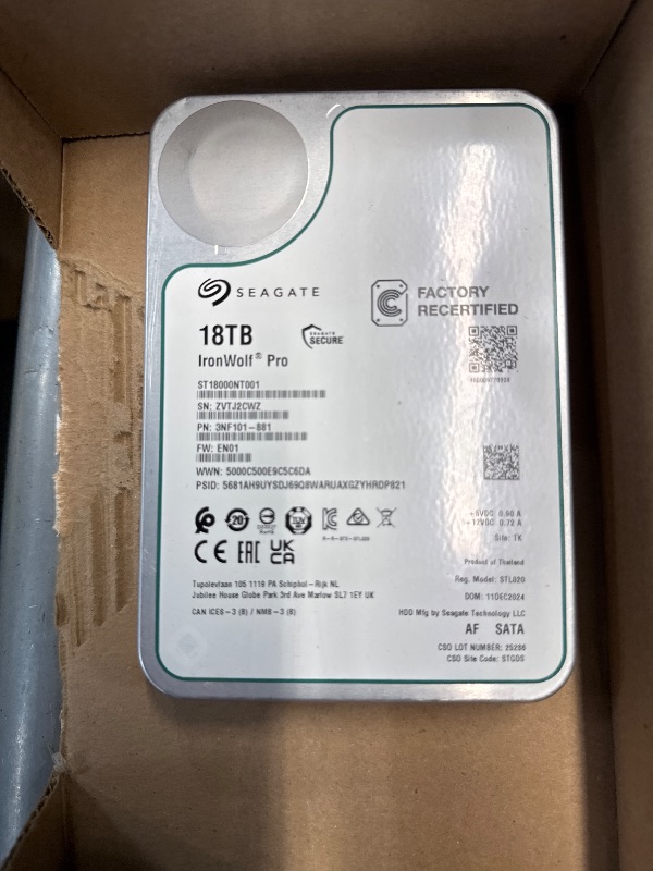 Photo 1 of (UNTESTED) (IRONWOLD PRO) Seagate IronWolf 18TB NAS Internal Hard Drive HDD – 3.5 Inch SATA 6Gb/s 7200 RPM 256MB Cache for RAID Network Attached Storage – Frustration Free Packaging (ST8000VNZ04/N004)