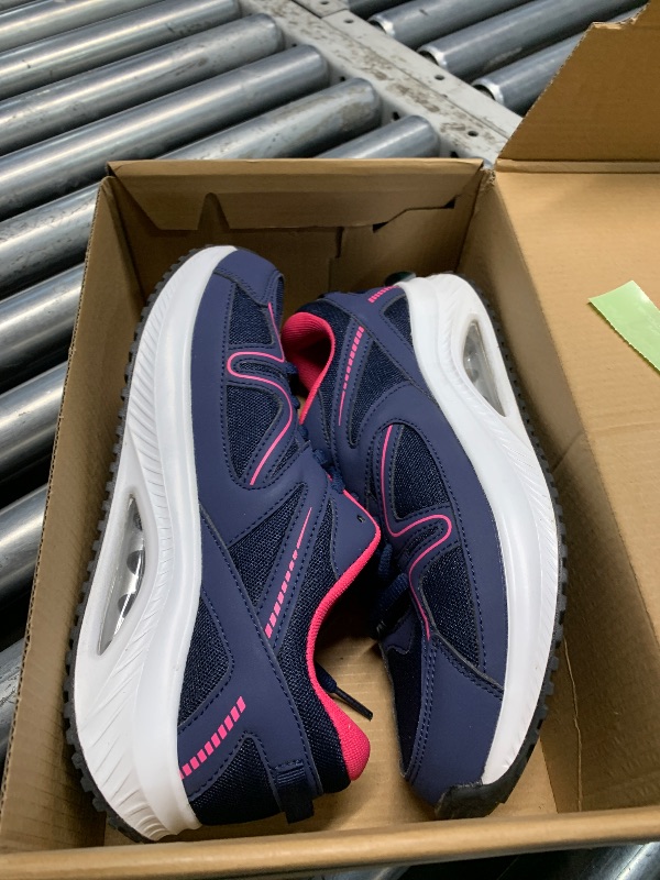Photo 1 of (SIZE 9) (USED/FAIR) Autper Womens Walking Shoes Arch Support Orthotic Fashion Sneakers Tennis Shoes for Plantar Fasciitis Pain Relief RoseBlue Size 9