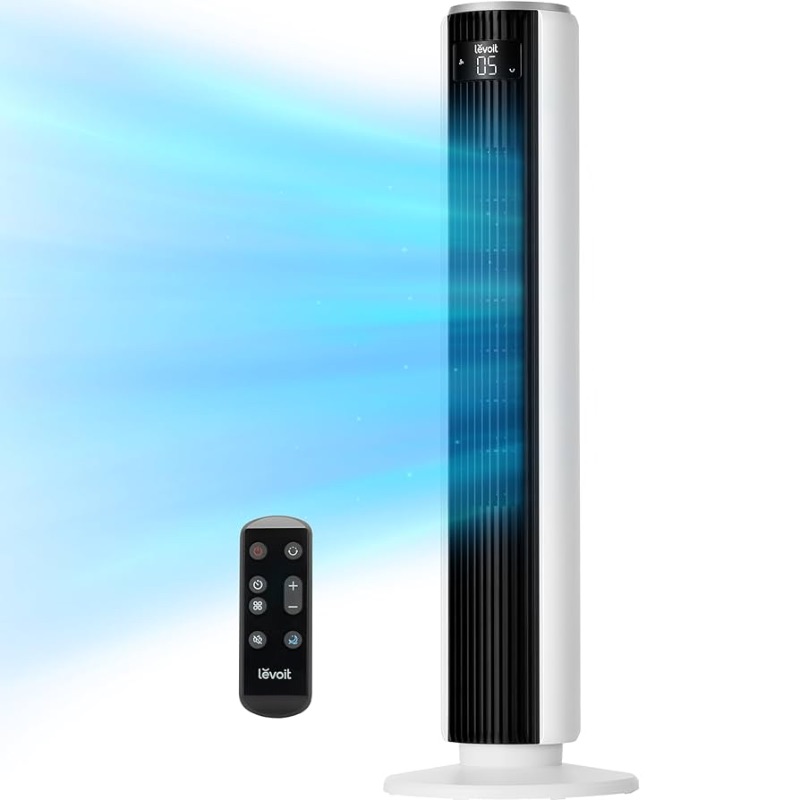 Photo 1 of ***PARTS ONLY***LEVOIT Tower Fan for Bedroom, Standing Fan with 28dB Quiet for Sleep, Remoter, 12H Timer, 25ft/s Velocity, 5 Speeds, 4 Modes, 90° Oscillation for Home, Office, Indoor, Bladeless 36 inch, White