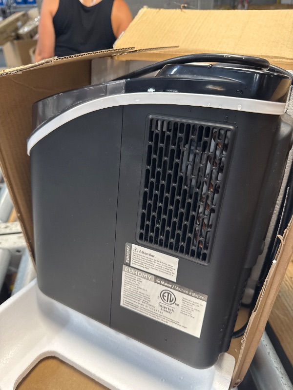 Photo 1 of (PARTS) (NOT A FUNCTIONAL UNIT) EUHOMY Ice Cube Maker Machine Countertop with External Water Tank, 34Lbs, 16Pcs Ready in 13 Mins, 2 Ways to Add Water, Auto-Cleaning, with Ice Scoop & Basket, for Home/Kitchen/Office/Bar (Black)