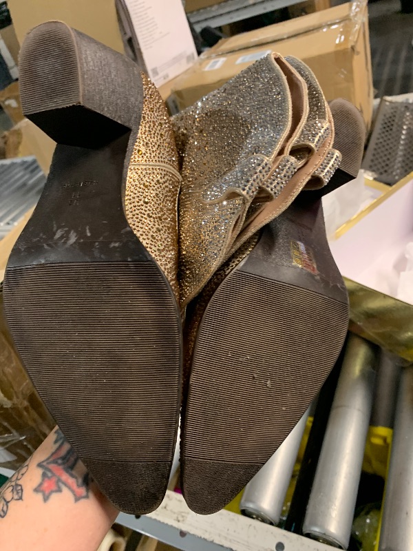 Photo 1 of ***(MINOR DAMAGE/ SEE NOTES)***MISSMILLER Women’s Rhinestone Cowboy Boots Mid Calf Pointed Toe Sparkly Block Heel Cowgirl Boots with Pull On Tabs