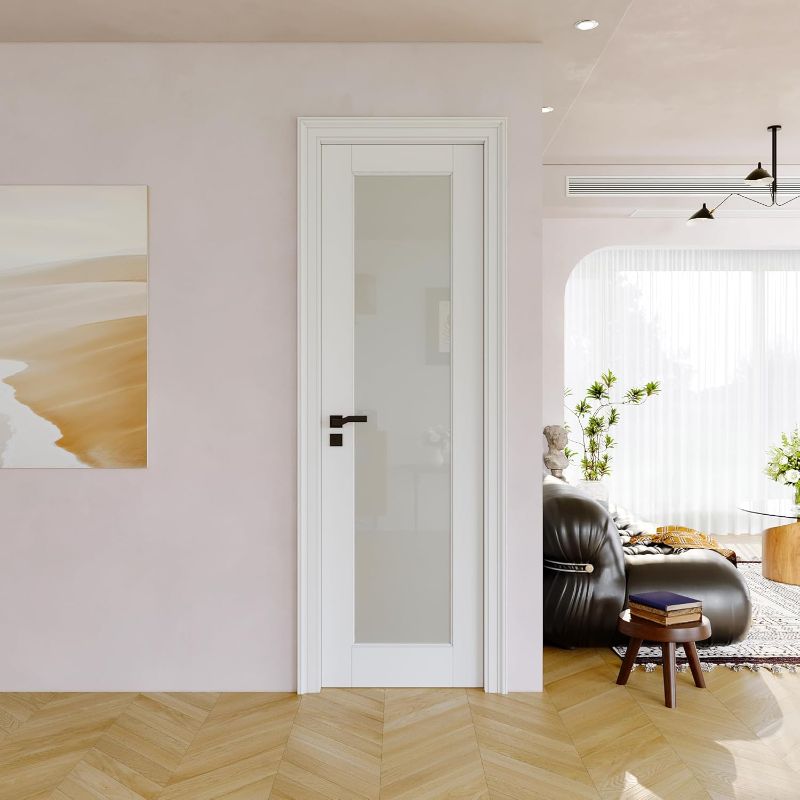 Photo 1 of *** TRUCK OR TRAILER PICK UP ONLY*** 24 x 80 Slab Doors, Frosted Glass Interior French Door Slab, Soild Core & Pre-Finished Single Panel as Bedroom Pantry Laundry Closet Door Panel, No Assembly Required-Shaker w/o Hardware
