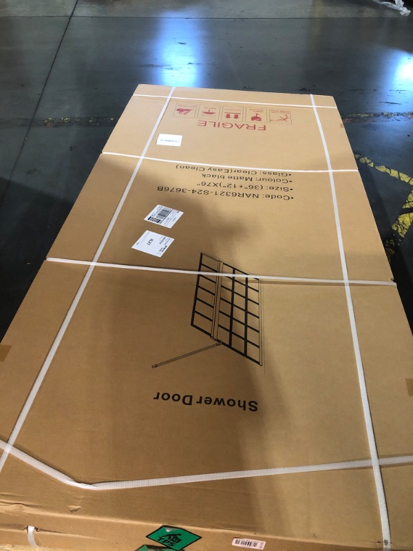 Photo 1 of *** TRUCK OR TRAILER PICK UP ONLY*** *** FACTORY SEALED***Sunrosa Walk-in Shower Door, 48" × 76" Shower Glass Panel, Shower Doors for Walk-in Shower, Black Printed Shower Screen Panel with Swing Glass, Left Installation