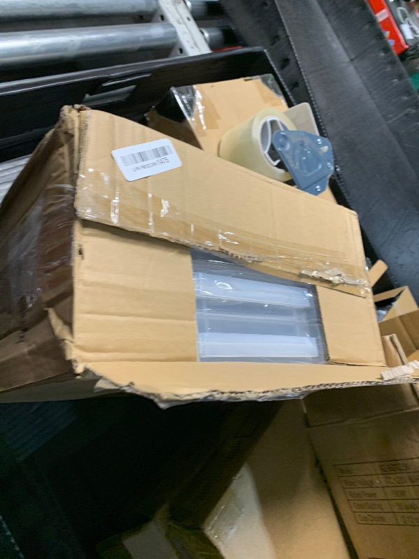 Photo 1 of Denkee Large Paper Storage Box, 4 Pack Plastic Scrapbook Paper Storage Organizer with Handle for A4, 8.5 x 11 US Letter, Portable File Document Case, Board Game Storage