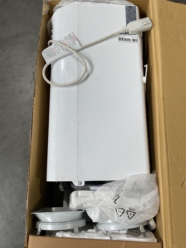 Photo 1 of (Damaged)(not functional)(parts only) LG LP0524WFR Portable Air Conditioner w/Remote, Cools 150 Sq.Ft, Quiet Operation, 115V, 5,000 BTU (7700 ASHRAE), White