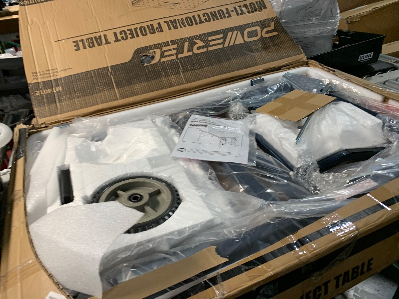 Photo 1 of POWERTEC Multi-Functional Project Table with Wheels | Workbench with 3/4" Bench Dog Hole Pattern for Sanding, Cutting, and Woodworking Projects (MT4012)